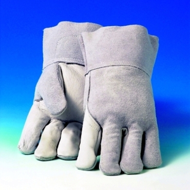 Welding gloves, grain/split leather, grey, size 10, 15 cm cuff